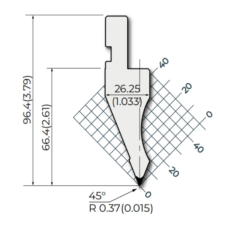 Amada style 45°R0.37 Press Brake Punches  