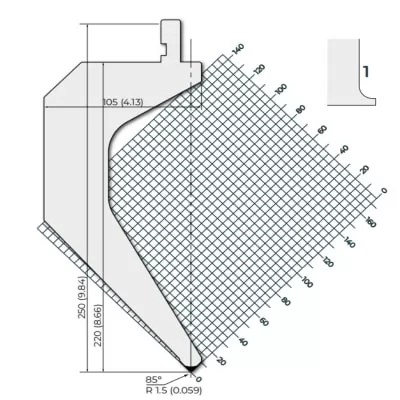 Amada style 85°R1.5 Press Brake Punches  