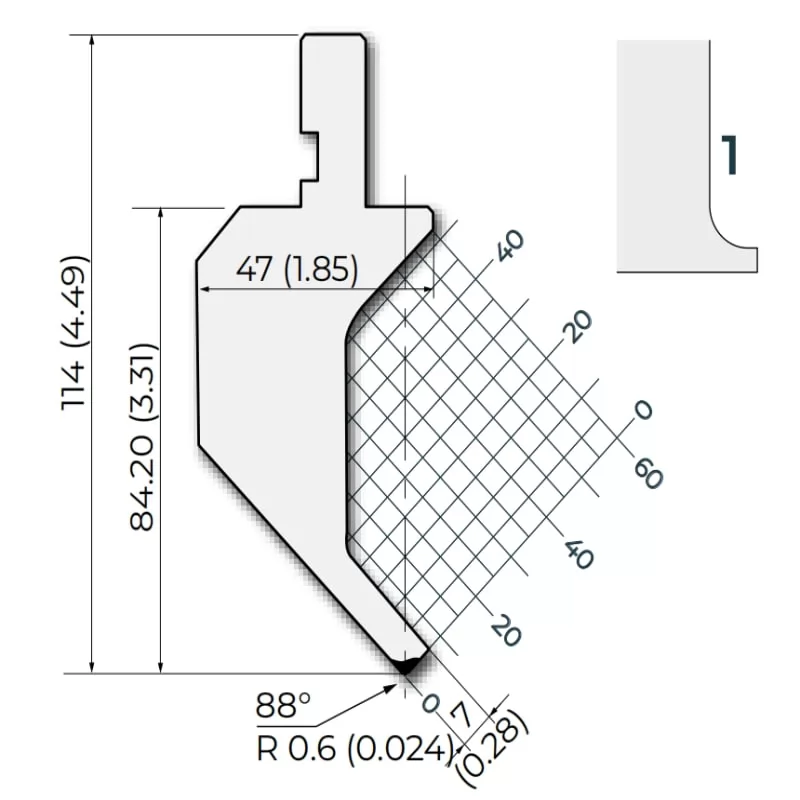 Amada style 88°R0.6 Press Brake Punches     