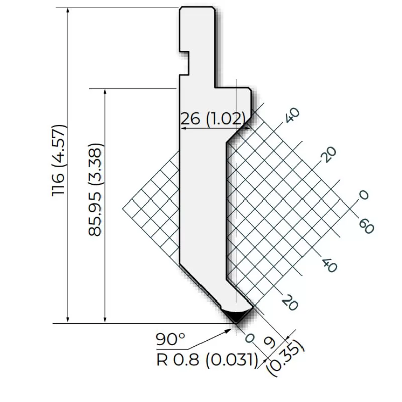 Amada style 90°R0.8 Press Brake Punches  