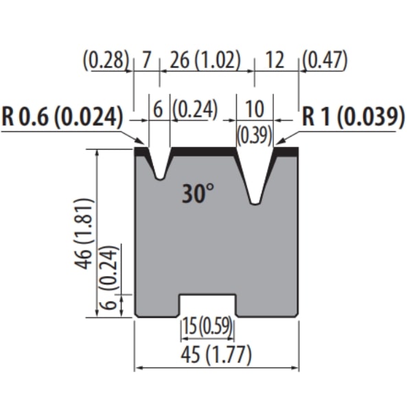 Amada style H46 30° 2V Press Brake Dies   