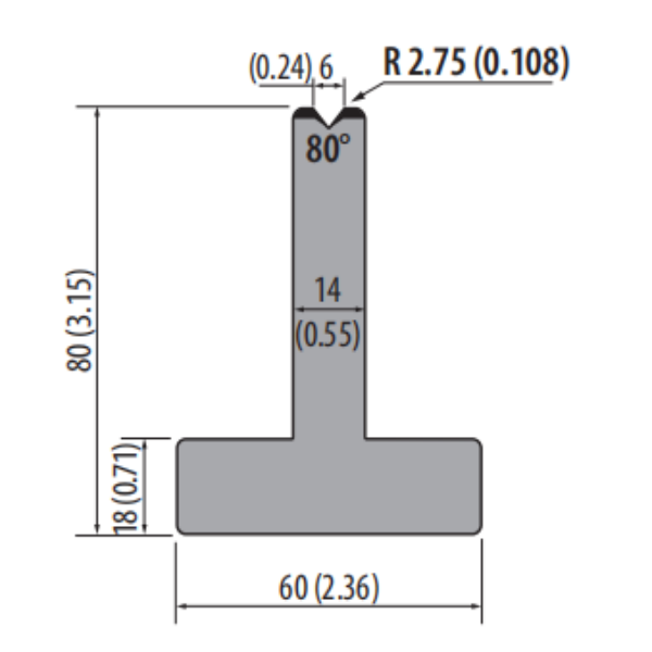 Amada style H80 80° V6,V8,V10,V12,V16,V20,V25 Press Brake Dies