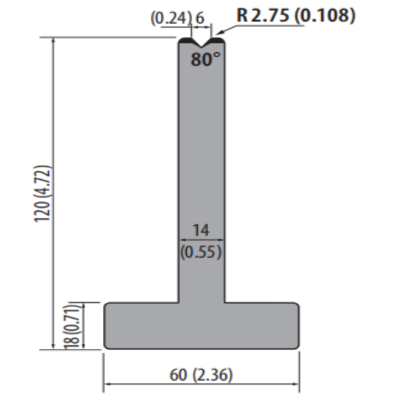 Amada style H120 80° V6,V8,V10,V12,V16,V20,V25 Press Brake Dies